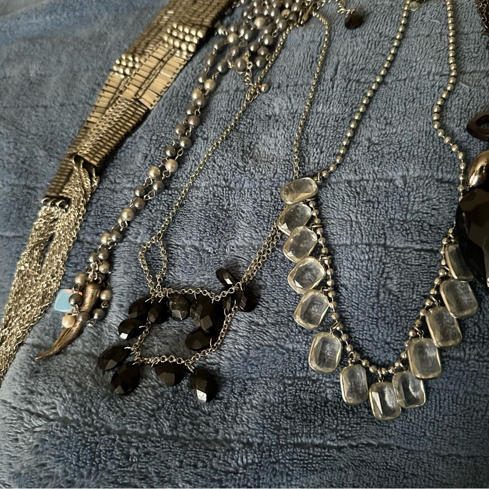 6pc Hearts Black Silver Jewel Necklace Lot - Picture 3 of 10